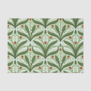 Papel De Seda Lily del valle y la simetría de ladybugs en verde,
