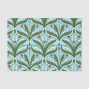 Papel De Seda Lily del valle y la simetría de ladybugs en verde,