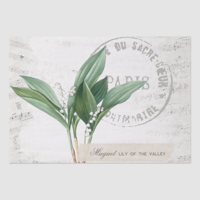 Papel De Seda Lily of the Valley Flower French Music Decoupage (Anverso)