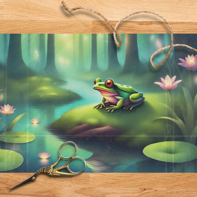 Papel De Seda Lilypads Moonlit Fairytale Frog Decoupage (Subido por el creador)