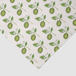 Papel De Seda Limas en acuarela estilo vintage sobre ecru