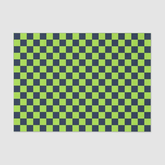 Papel De Seda Lime and navy checkerboard pattern (Anverso)