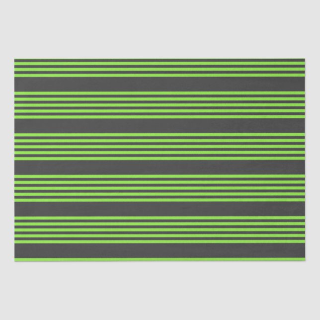 Papel De Seda Lime verde y carbón vegetal cinco rayas patrón (Anverso)