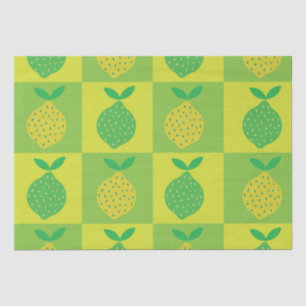 Papel De Seda Limoncillos Verdes y Amarillos a Cuadros