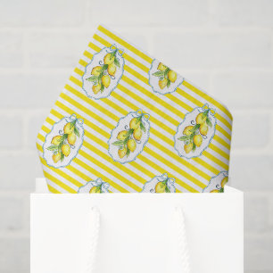 Papel De Seda Limoncito lindo sobre fondo de rayas amarillas y b