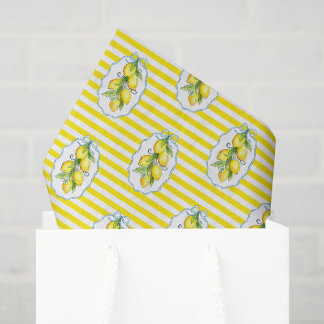 Papel De Seda Limoncito lindo sobre fondo de rayas amarillas y b