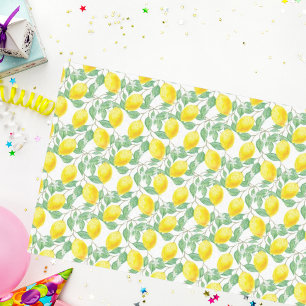Papel De Seda Limones amarillos blancos verdes patrón de verano