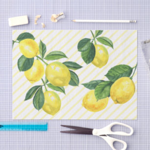 Papel De Seda Limones de campo rústicos frescos pinstripes acuát