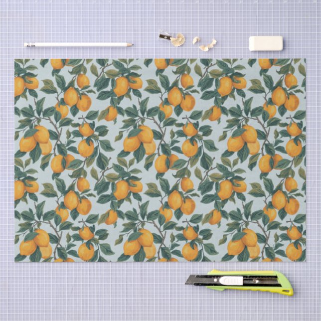 Papel De Seda Limones en Ramas (Artesanía)