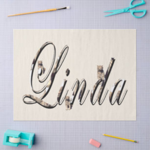 Papel De Seda "Linda" Nombre Hecho Con Tigres Blancos,