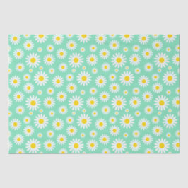 Papel De Seda Lindas Margaritas Blancas de Primavera sobre Verde
