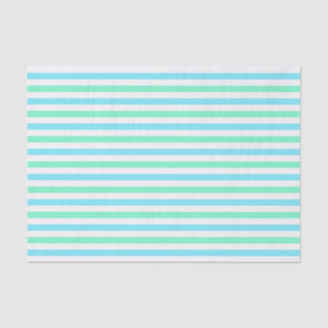 Papel De Seda Lindas rayas de aqua y verde menta (Anverso)