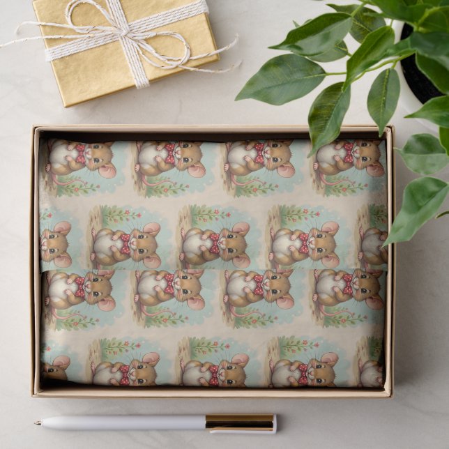 Papel De Seda Lindo adorable ratoncito con corbata (Regalo )