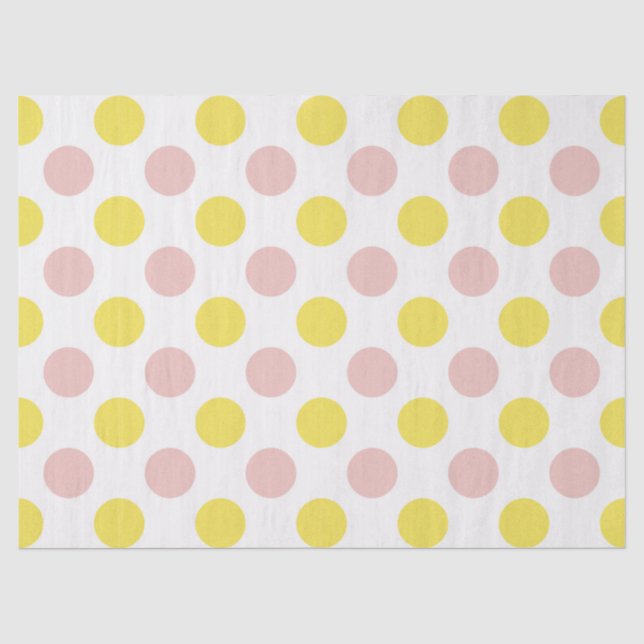 Papel De Seda Lindo Amarillo y Rosado de Lunares  (Anverso)