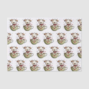 Papel De Seda Lindo cachorro taza de té corazón bandana capricho