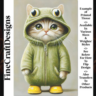 Papel De Seda Lindo capricho gatito vestido de rana AL3 decoupag