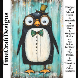 Papel De Seda Lindo capricho pingüino steampunk con sombrero BR9