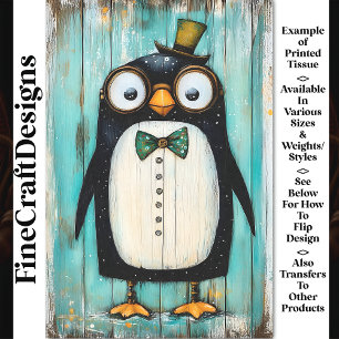 Papel De Seda Lindo capricho pingüino steampunk con sombrero BR9