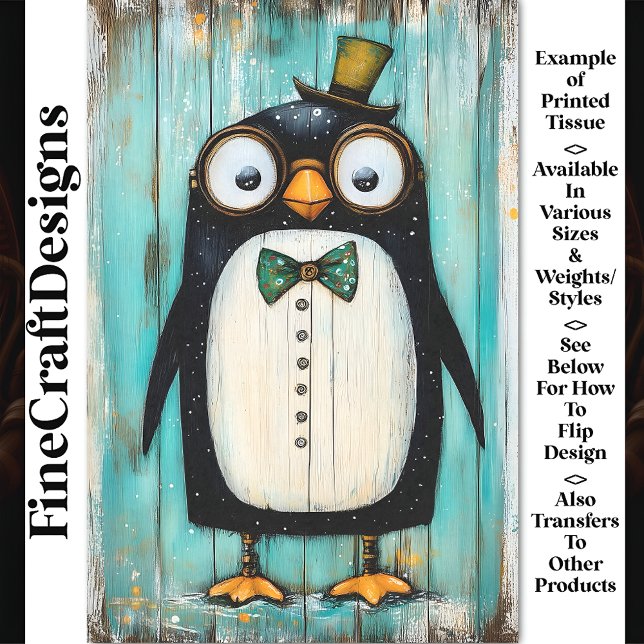 Papel De Seda Lindo capricho pingüino steampunk con sombrero BR9 (Subido por el creador)
