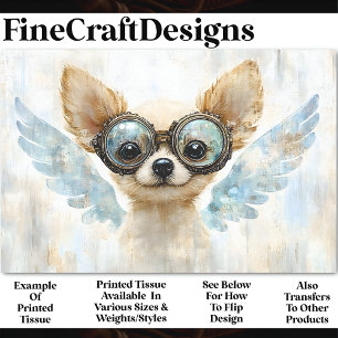 Papel De Seda Lindo Chihuahua Steampunk con Alas AV7 Decoupage