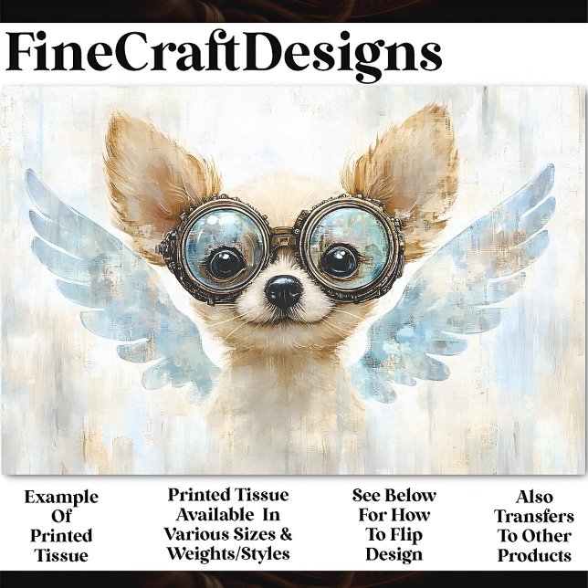 Papel De Seda Lindo Chihuahua Steampunk con Alas AV7 Decoupage (Subido por el creador)