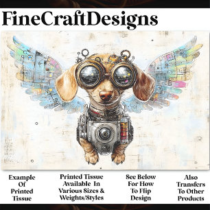 Papel De Seda Lindo Dachshund volador Steampunk AW2 Decoupage