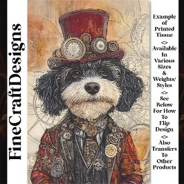 Papel De Seda Lindo divertido perro steampunk negro y blanco AB6