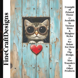 Papel De Seda Lindo Gatito Tabby Peeking Steampunk AP5 Decoupage