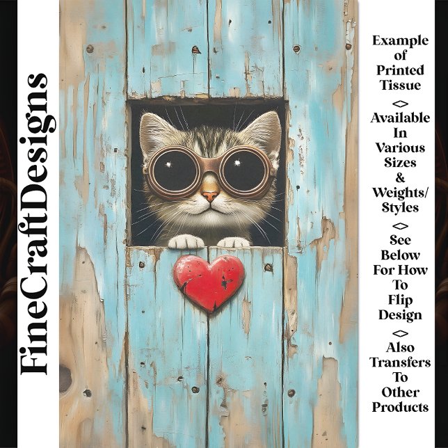 Papel De Seda Lindo Gatito Tabby Peeking Steampunk AP5 Decoupage (Subido por el creador)
