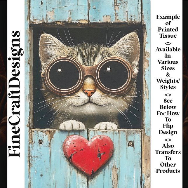 Papel De Seda Lindo Gatito Tabby Peeking Steampunk AP6 Decoupage (Subido por el creador)