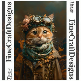 Papel De Seda Lindo Gato Steampunk Atuendo Caprichoso A5L Decoup