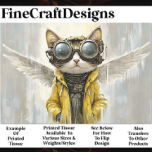Lindo gato steampunk con alas, decoupage Rain AX8