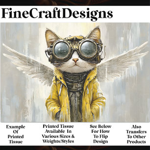 Papel De Seda Lindo gato steampunk con alas, decoupage Rain AX8