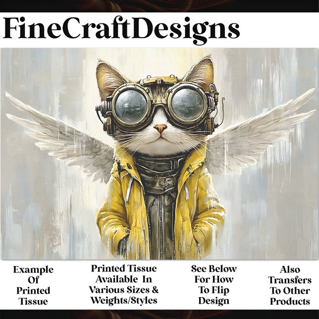 Papel De Seda Lindo gato steampunk con alas, decoupage Rain AX8 (Subido por el creador)
