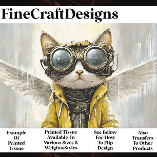 Papel De Seda Lindo gato steampunk con alas, decoupage Rain AX9