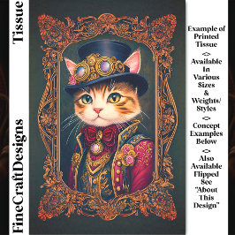 Papel De Seda Lindo Gato Steampunk, Sombrero de Copa, Marco DG4L