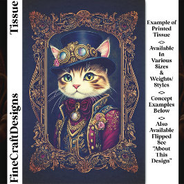 Papel De Seda Lindo gato Steampunk, sombrero de copa, marco DG4L