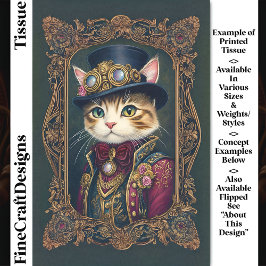 Papel De Seda Lindo gato Steampunk, sombrero de copa, marco DG4L