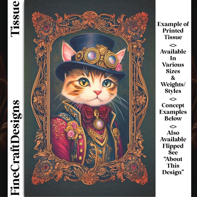 Papel De Seda Lindo Gato Steampunk, Sombrero de Copa, Marco DG4R (Subido por el creador)