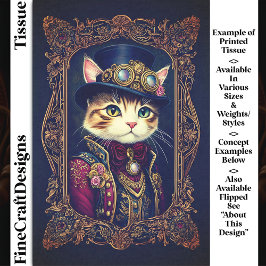 Papel De Seda Lindo gato Steampunk, sombrero de copa, marco DG4R