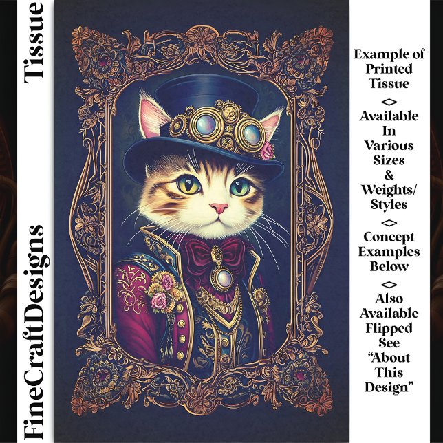 Papel De Seda Lindo gato Steampunk, sombrero de copa, marco DG4R (Subido por el creador)