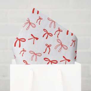 Papel De Seda Lindo lazo de garabato rojo sobre blanco