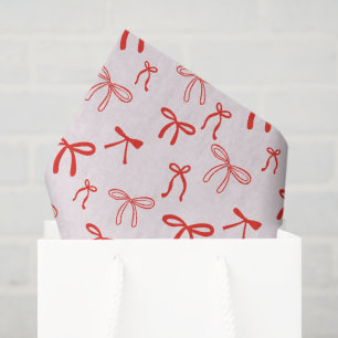 Papel De Seda Lindo lazo de garabato rojo sobre rosa