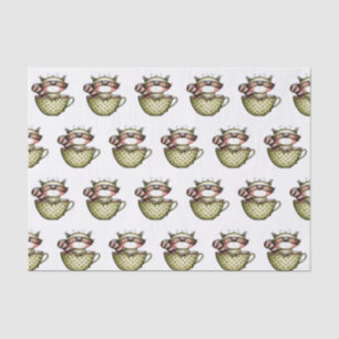 Papel De Seda Lindo Mapache Taza De Té Caprichoso Bosque