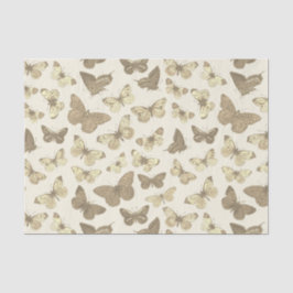 Papel De Seda Lindo patrón de mariposa beige para chicas