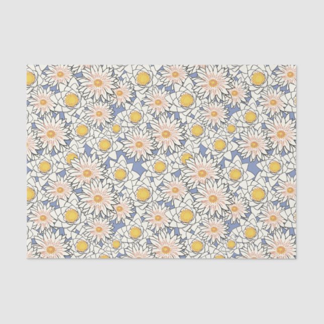 Papel De Seda Lindo patrón retro clásico flores amarillas (Anverso)