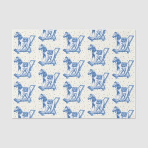 Papel De Seda Lindo patrón vintage azul de caballo de juguete