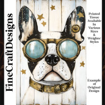 Lindo perro Boston Terrier Steampunk decoupage K6