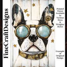 Papel De Seda Lindo perro Boston Terrier Steampunk decoupage K6