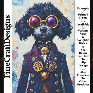 Papel De Seda Lindo perro caniche negro steampunk AX5 decoupage